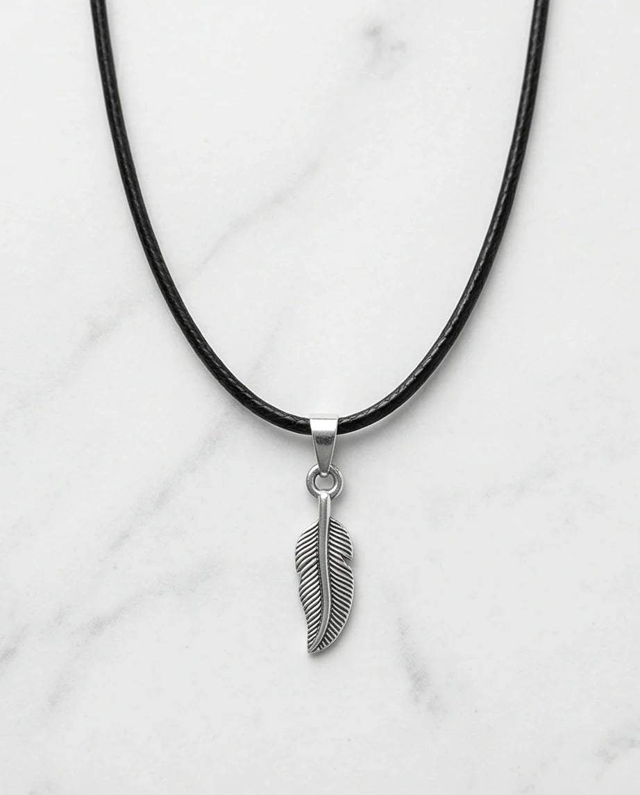 Silver Minimalist Plume Feather Necklace