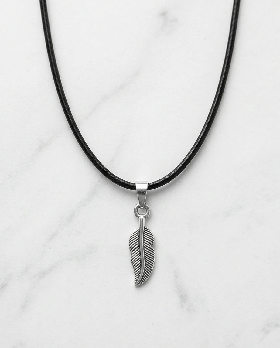 Silver Minimalist Plume Feather Necklace