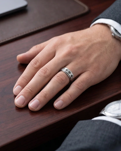 Silver Playing Cards Suit Spinner Ring