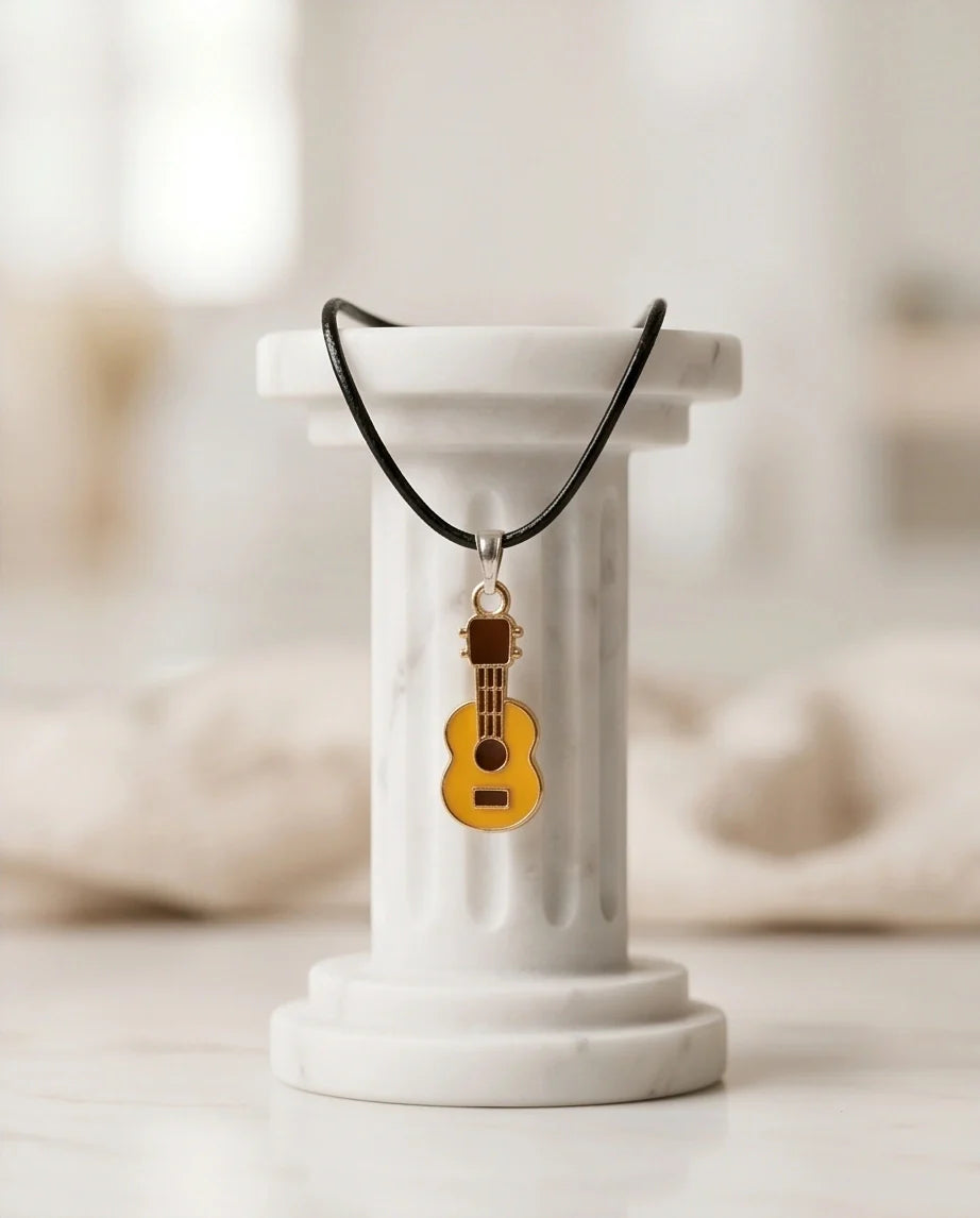 Gold and Yellow Acoustic Guitar Necklace