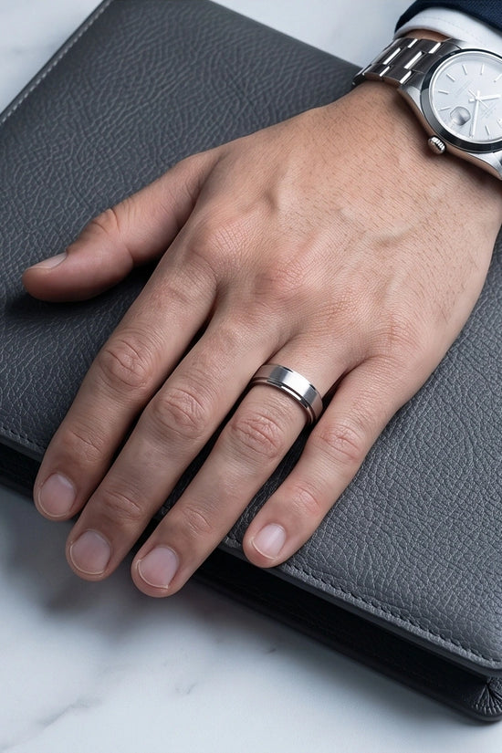 Classic Silver Matte Base Spinner Ring