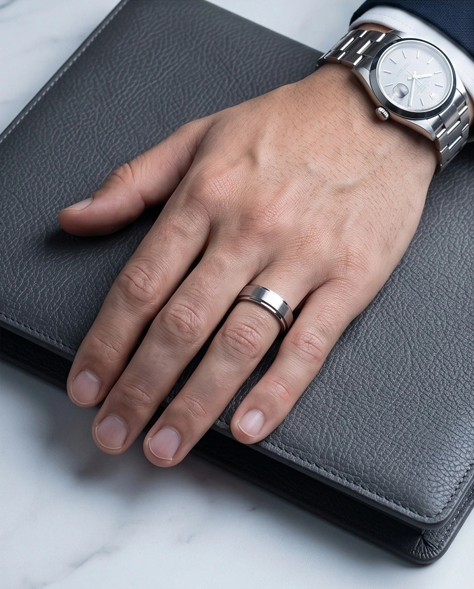 Classic Silver Matte Base Spinner Ring