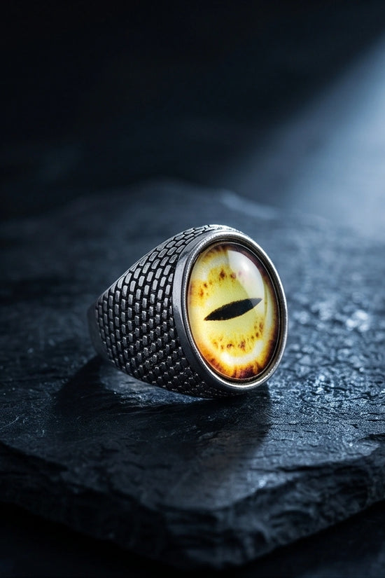 Vintage Sterling Silver Golden Snake's Eye Statement Ring