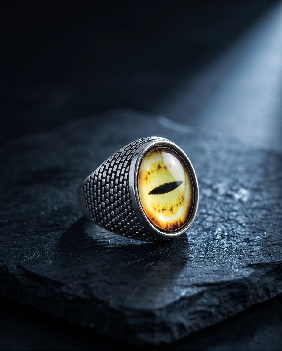 Vintage Sterling Silver Golden Snake's Eye Statement Ring