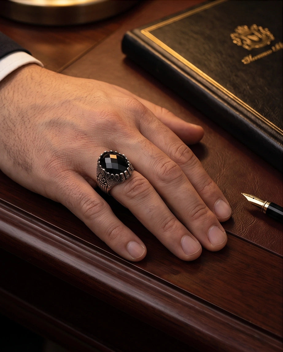 Imperial Onyx Fortress Signet Ring