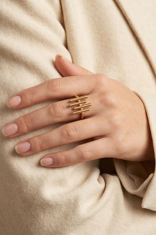 Golden Minimalist Pillar Ring