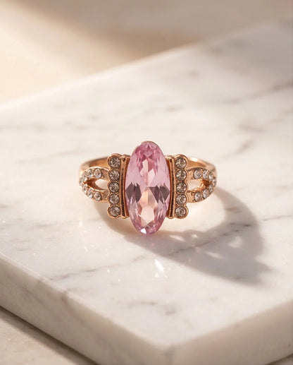 Rose Gold Marquise Pink Topaz Vintage Ring