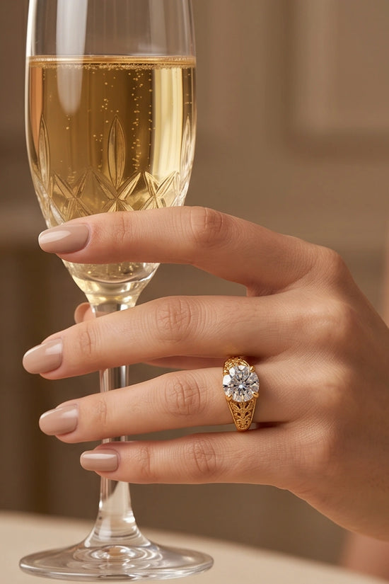 Golden Empress Moissanite Filigree Ring