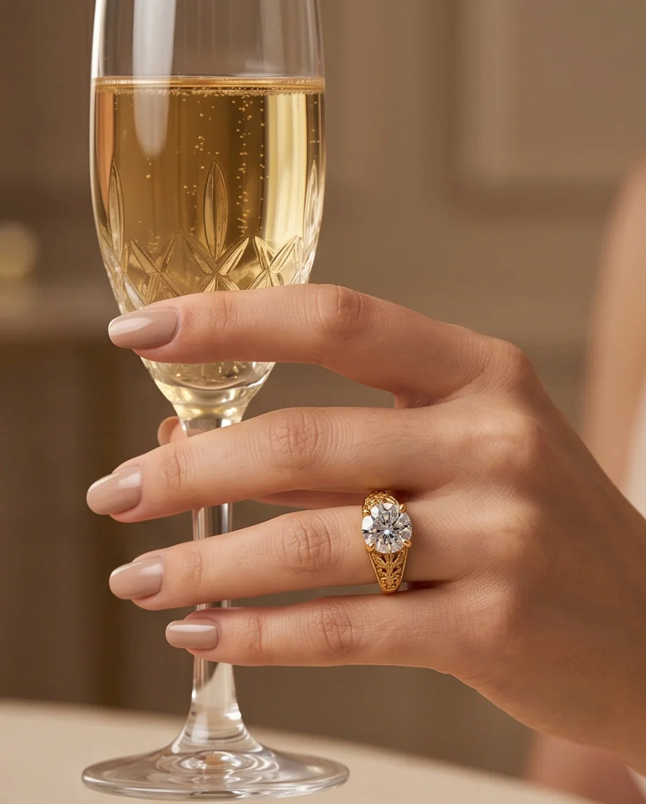 Golden Empress Moissanite Filigree Ring