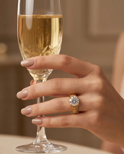 Golden Empress Moissanite Filigree Ring