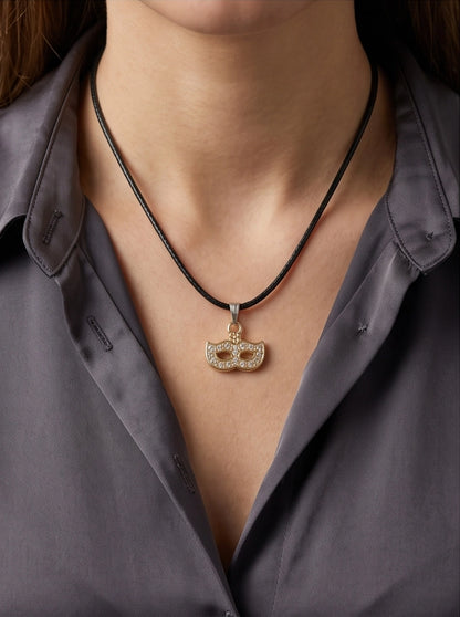 Gold Masquerade Mask Pendant Necklace
