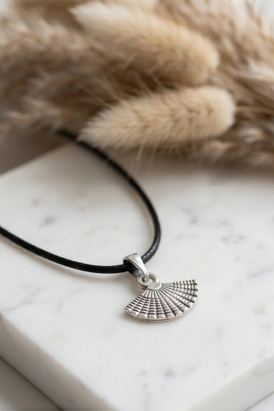 Silver Hand Fan Pendant Necklace