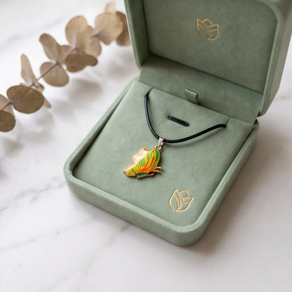 Bright Yellow & Green Butterfly Cord Necklace