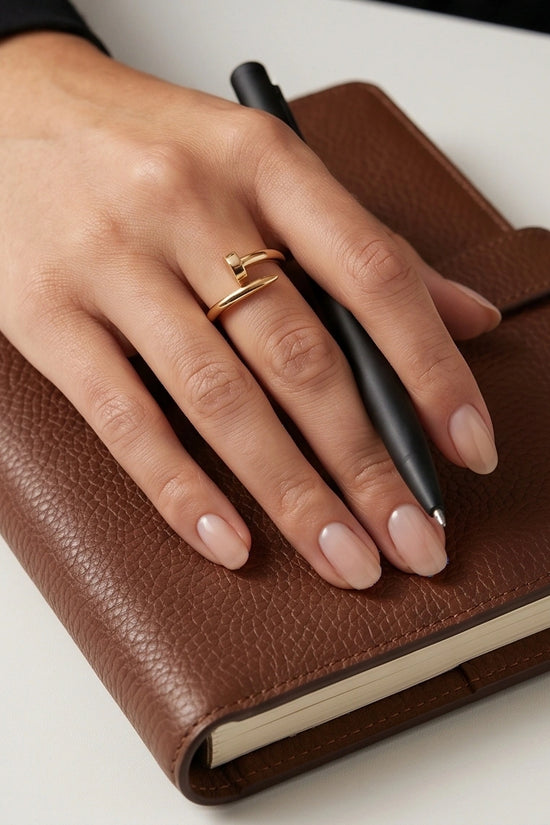 Golden Minimalist Nail Wrap Ring