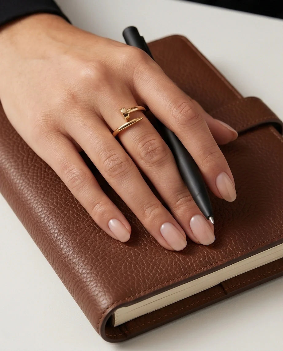 Golden Minimalist Nail Wrap Ring