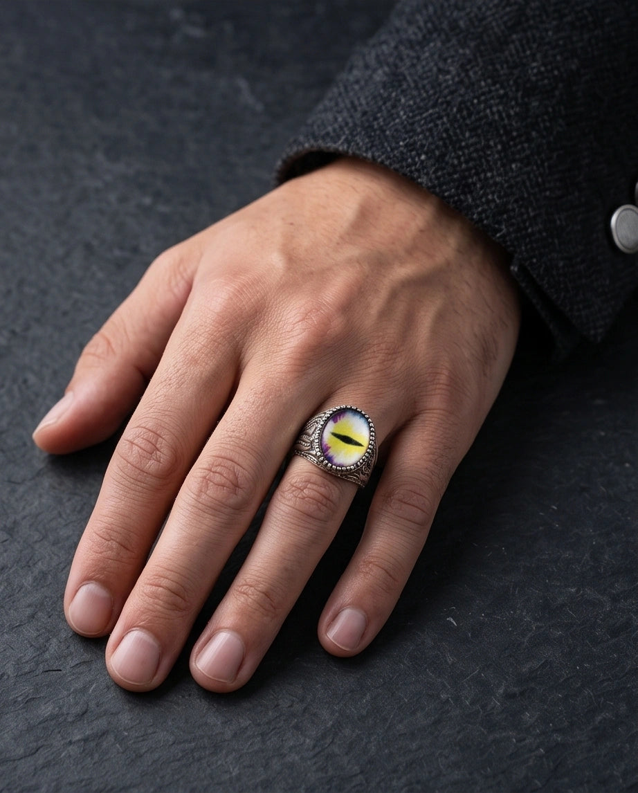 Vintage Sterling Silver Prism Dragon's Eye Ring