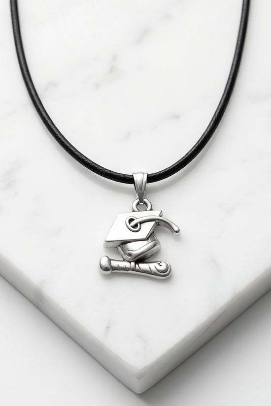 Silver Graduation Cap Pendant Necklace