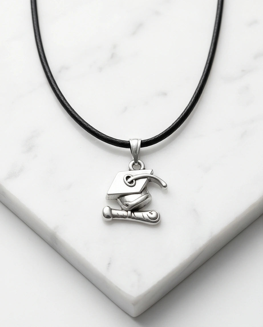 Silver Graduation Cap Pendant Necklace