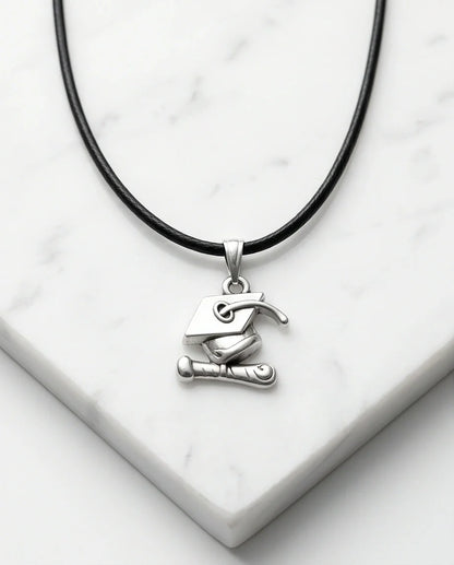 Silver Graduation Cap Pendant Necklace