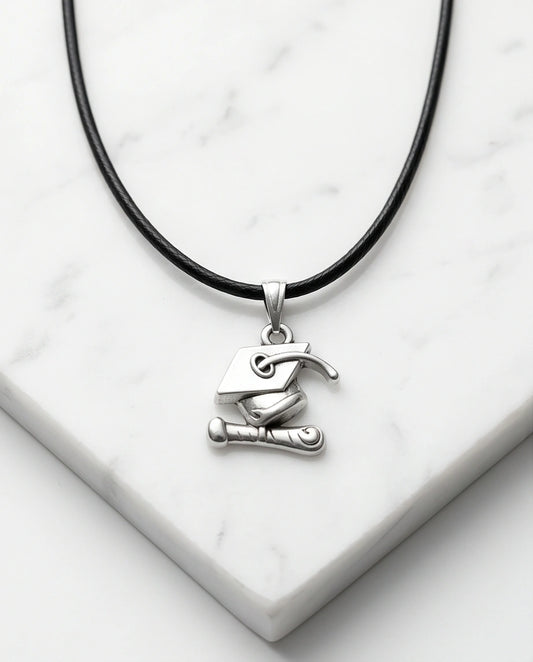 Silver Graduation Cap Pendant Necklace