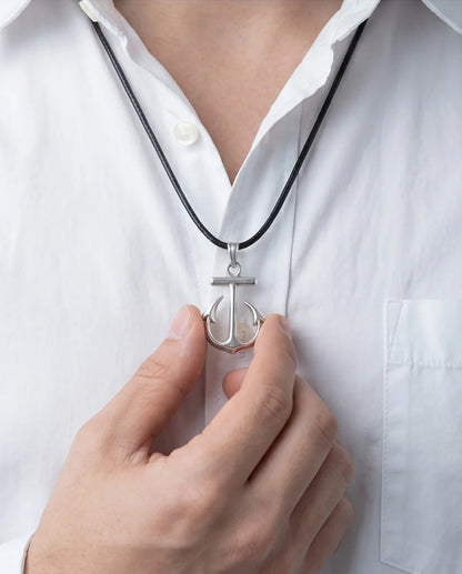 The Voyager: Minimalist Matte Silver Anchor Pendant Necklace