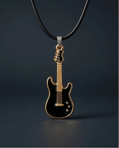 Gold and Black Electric Guitar Necklace