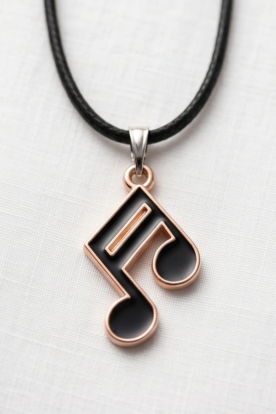 Rose Gold and Black Sixteenth Note Necklace