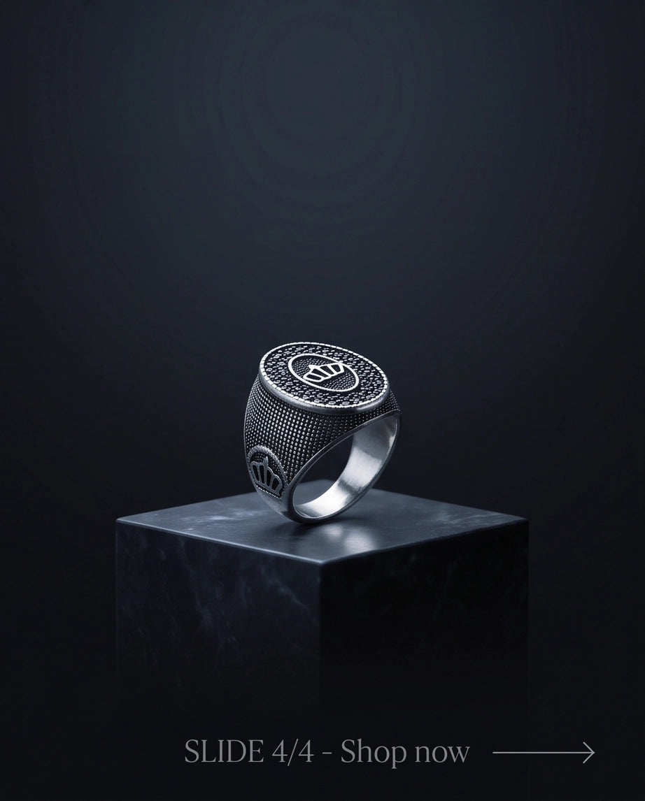 Imperial Crown Stippled Signet Ring