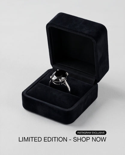 Silver Oval Onyx Gemstone Solitaire Ring