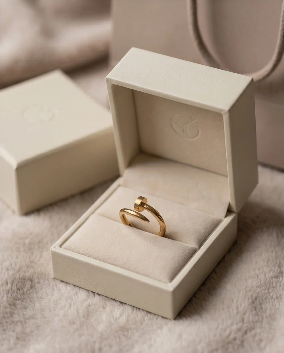 Golden Minimalist Nail Wrap Ring