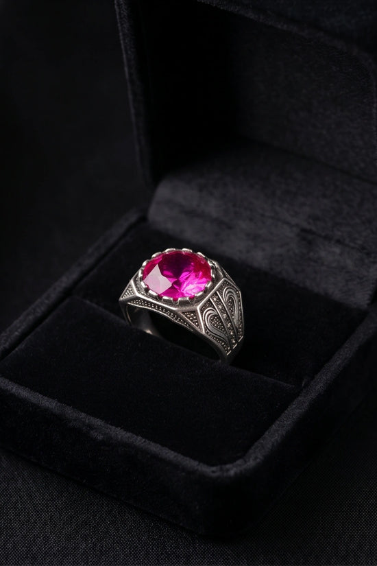 Crimson Shield Ruby Signet Ring