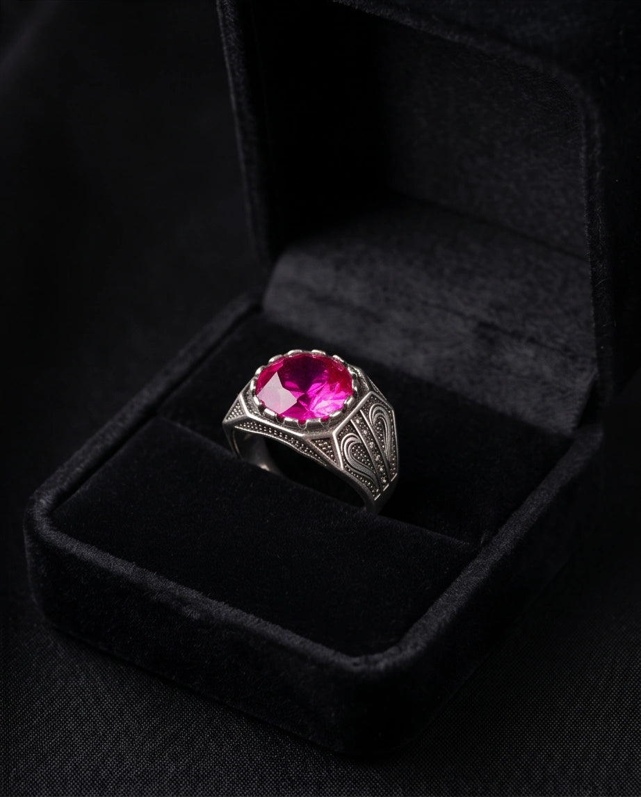 Crimson Shield Ruby Signet Ring