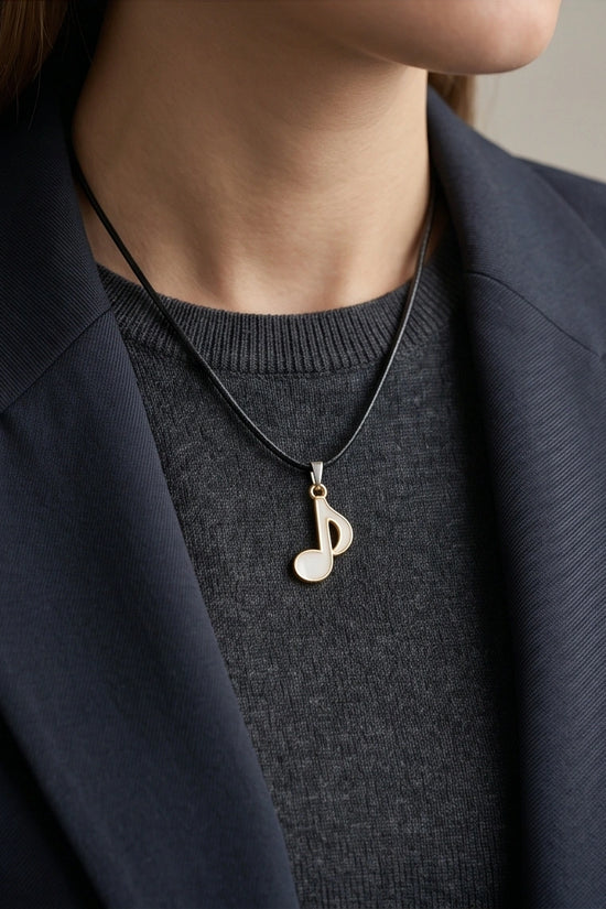 Gold and White Eighth Note Necklace