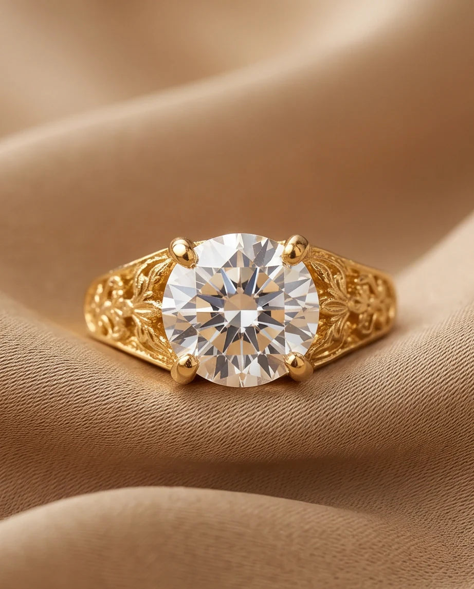 Golden Empress Moissanite Filigree Ring