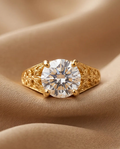 Golden Empress Moissanite Filigree Ring
