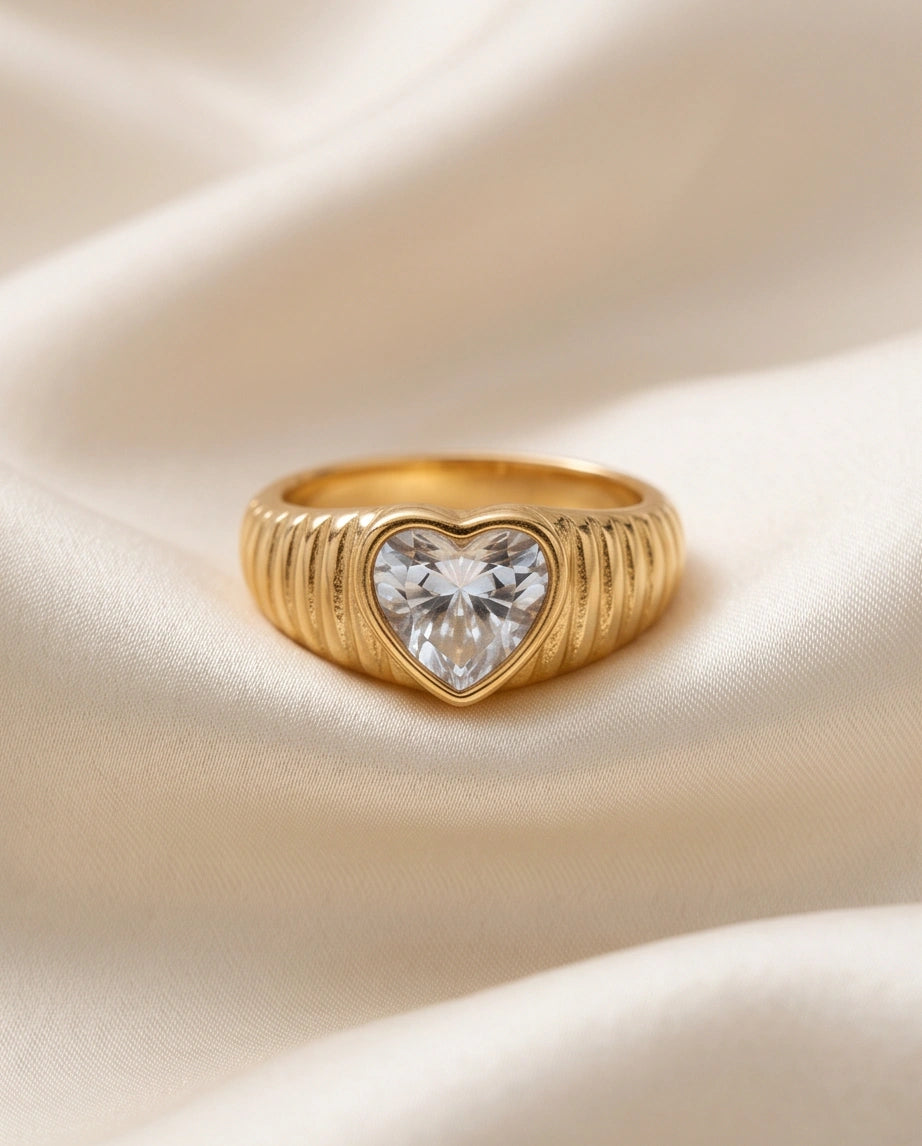 Golden Devotion Heart Signet Ring
