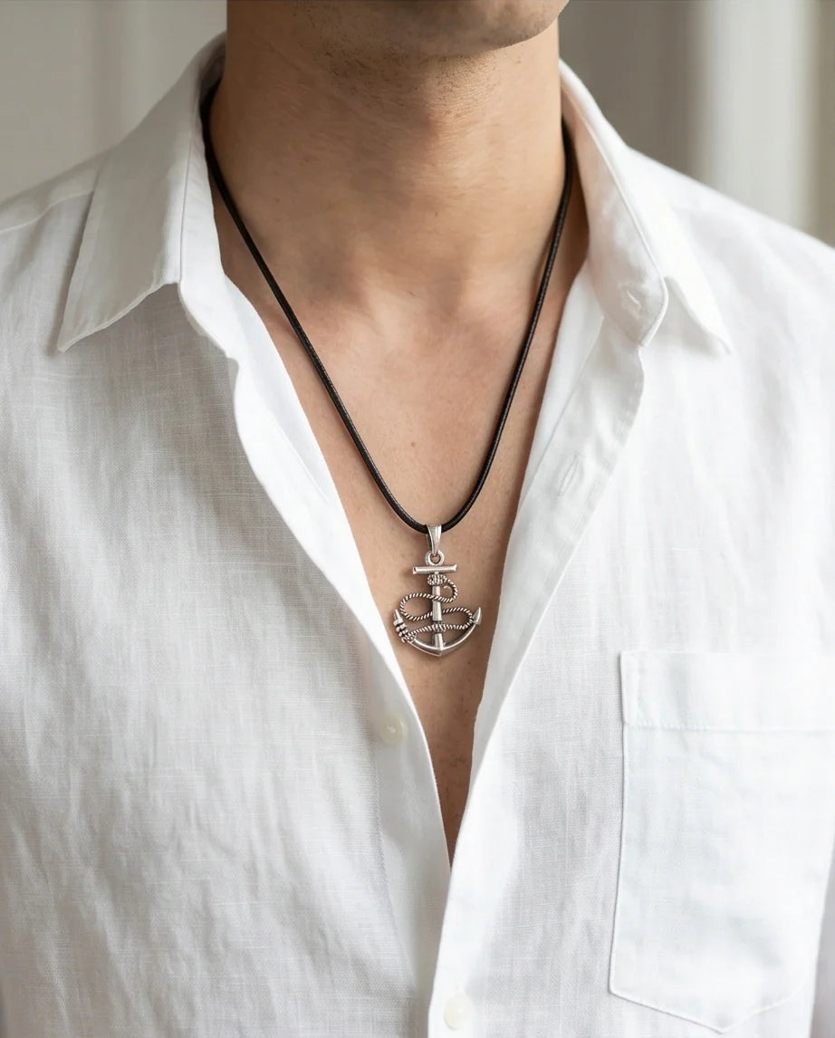 The Maritime Hope: Vintage Anchor & Rope Pendant Necklace