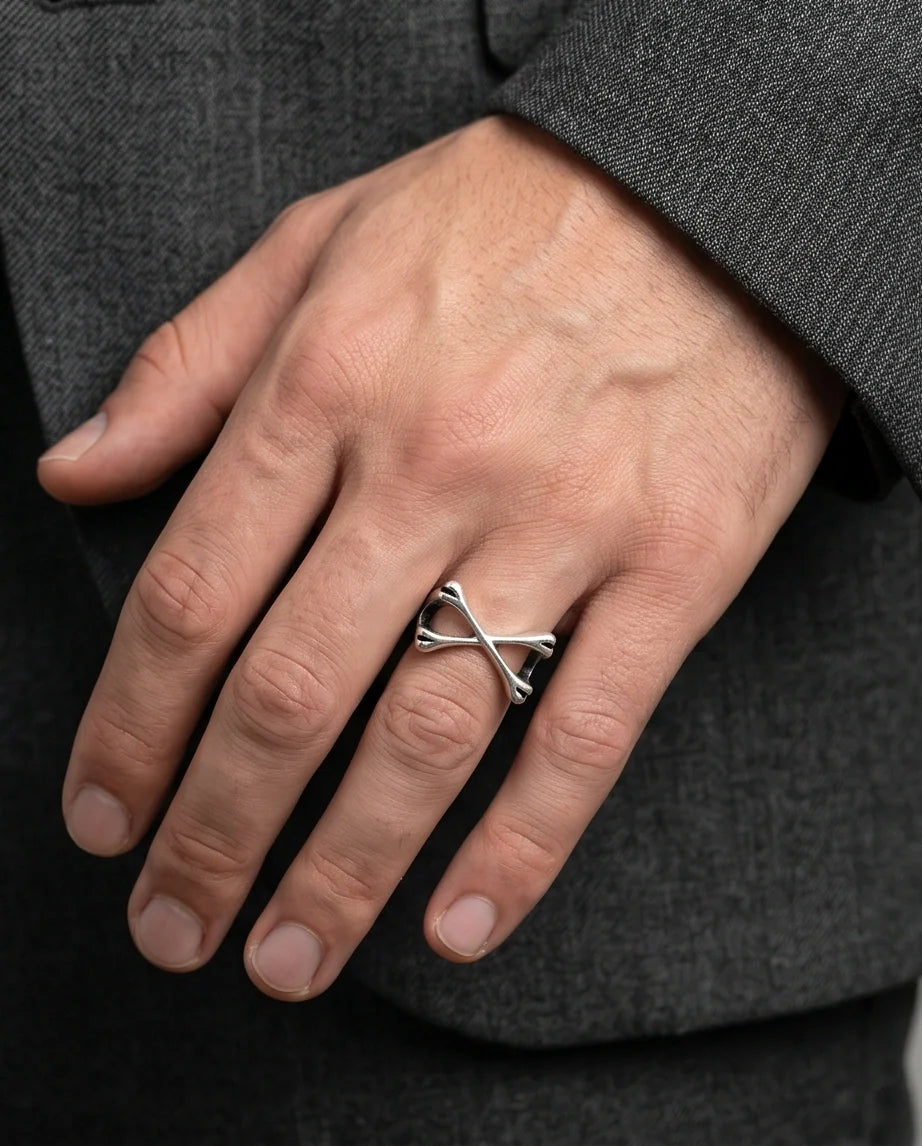 Gothic Sterling Silver Crossed Bones Ring