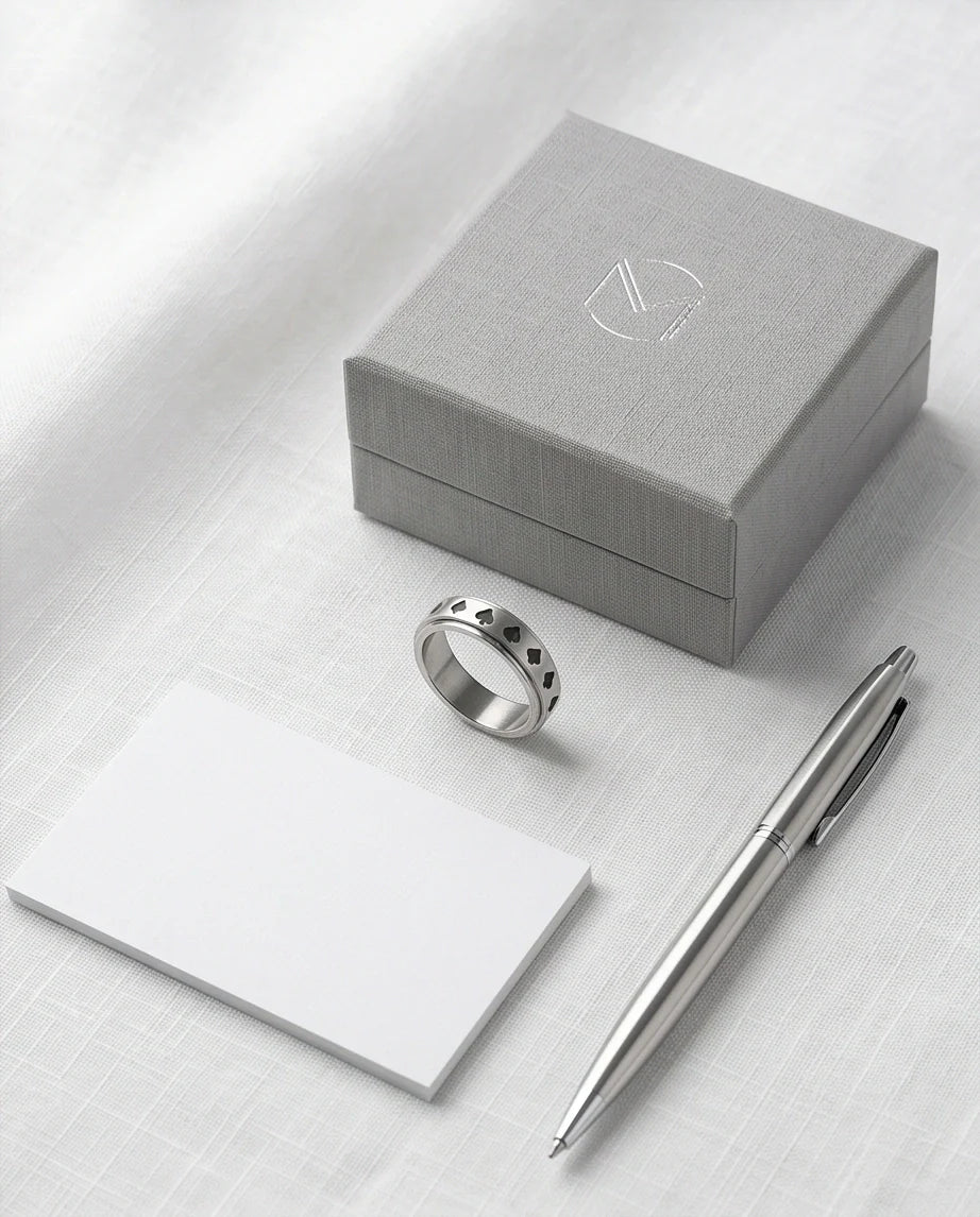 Silver Playing Cards Suit Spinner Ring