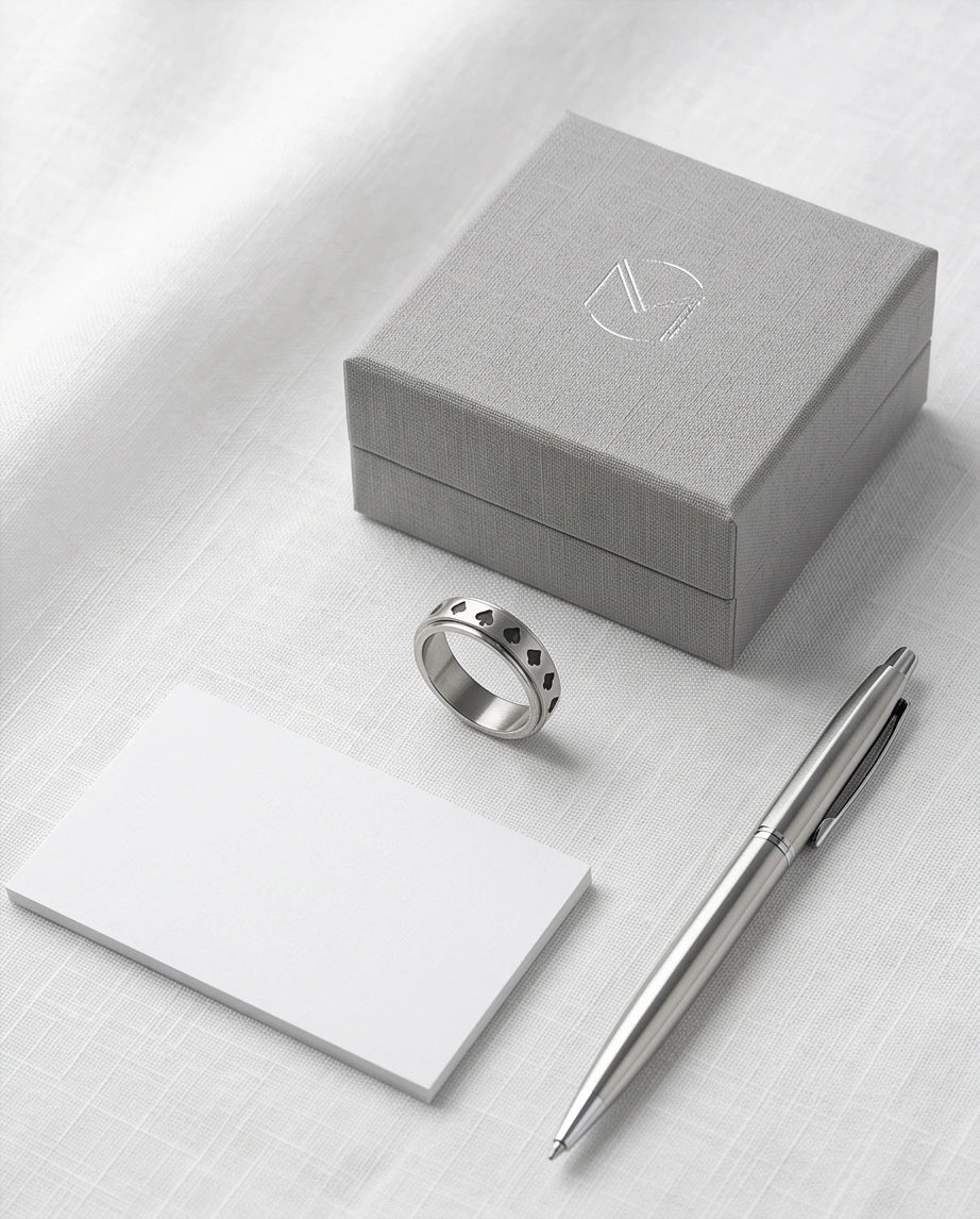 Silver Playing Cards Suit Spinner Ring