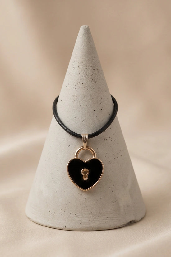 Gold Heart Padlock Pendant Necklace