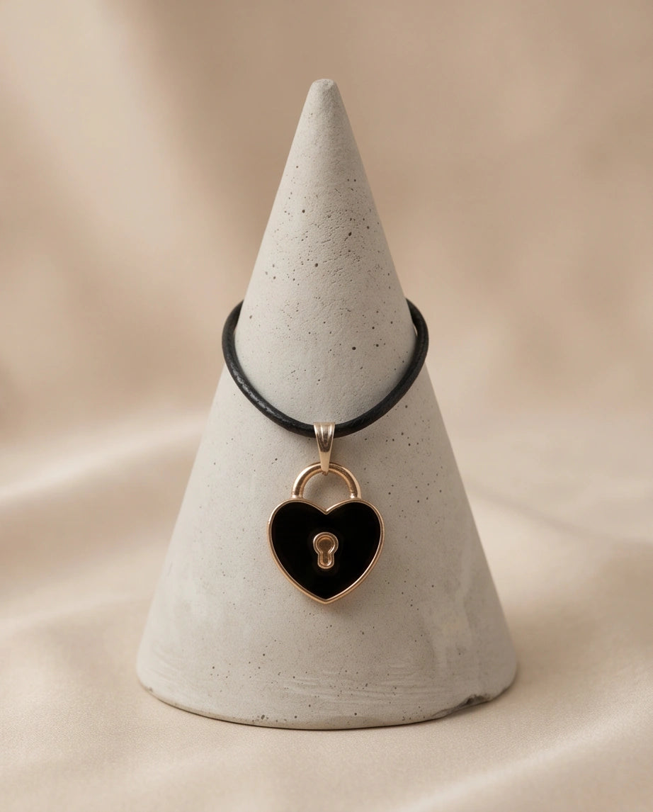 Gold Heart Padlock Pendant Necklace