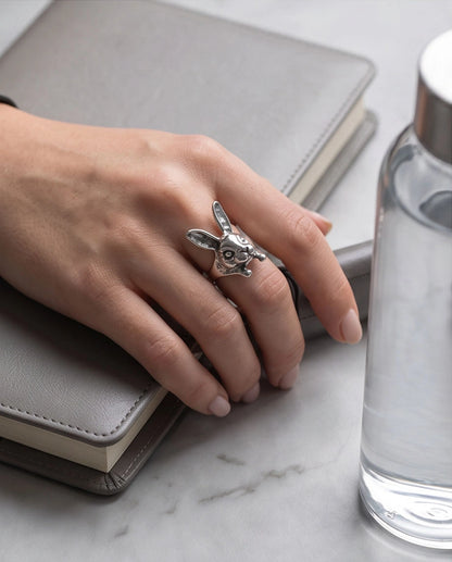 Silver Sculpted Bunny Rabbit Ring