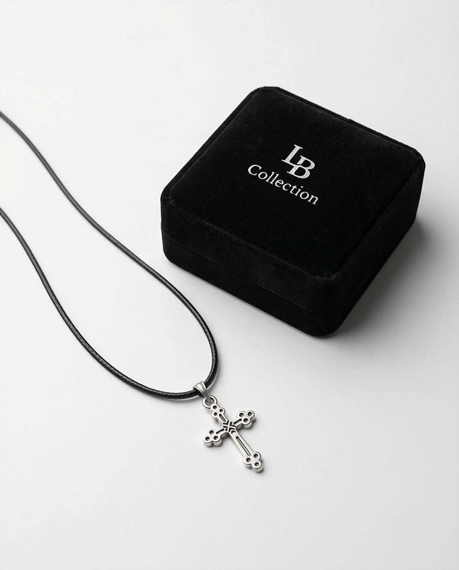 Silver Detailed Decorative Cross Necklace