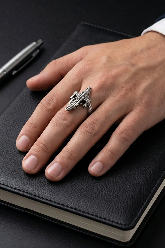 Vintage Sterling Crocodile Wrap Ring