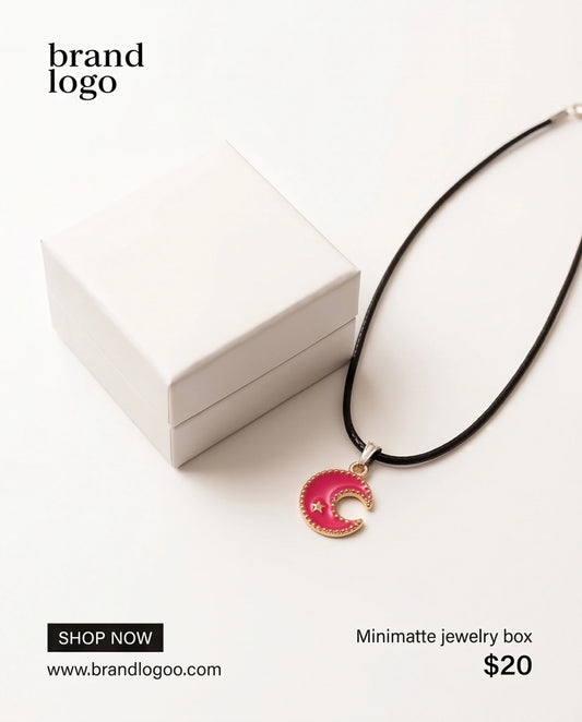 Gold and Pink Celestial Crescent Moon Necklace