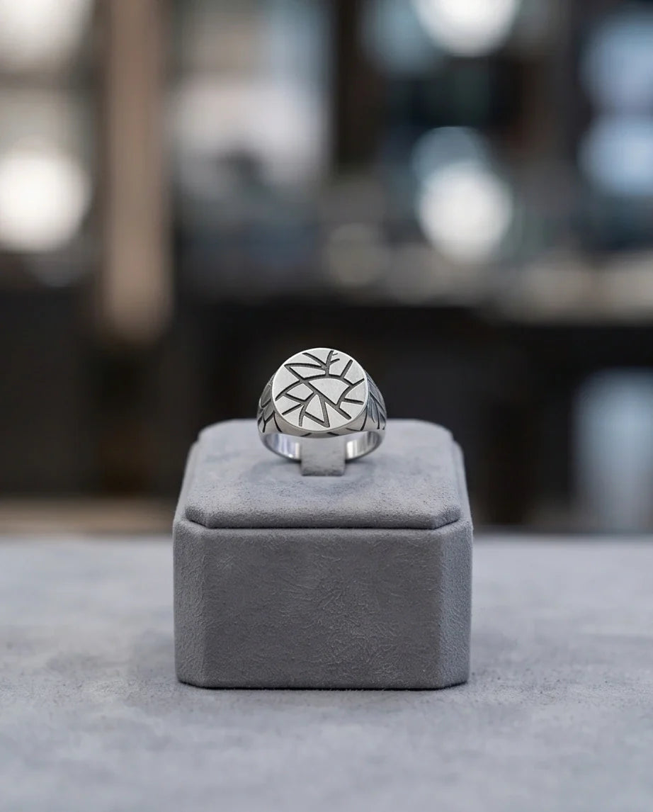Sterling Silver Abstract Geometric Signet Ring