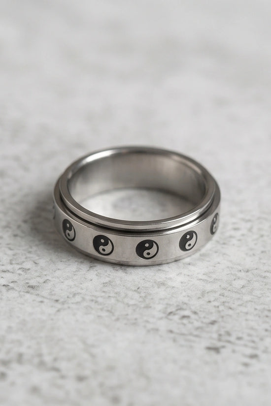 Silver Yin Yang Balance Spinner Ring