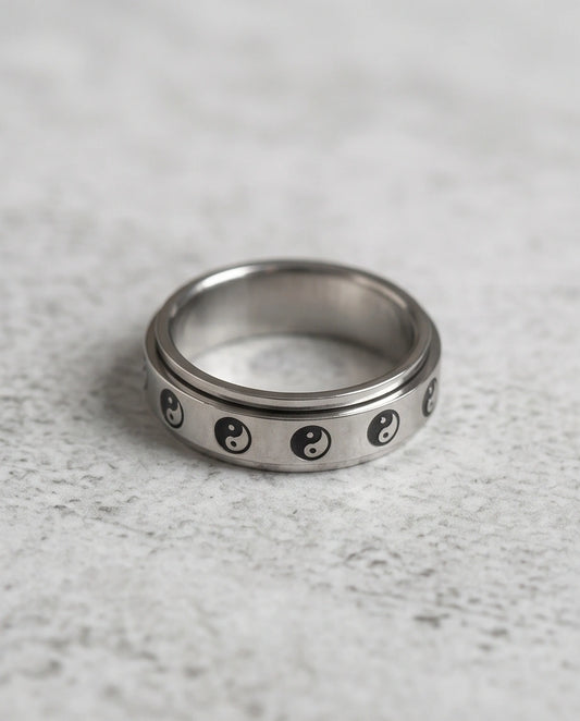 Silver Yin Yang Balance Spinner Ring