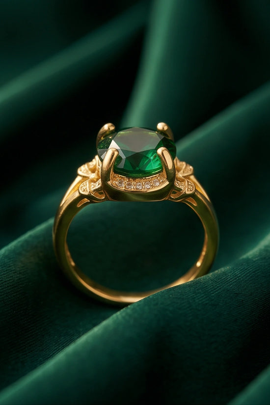 Golden Verdant Emerald Solis Ring
